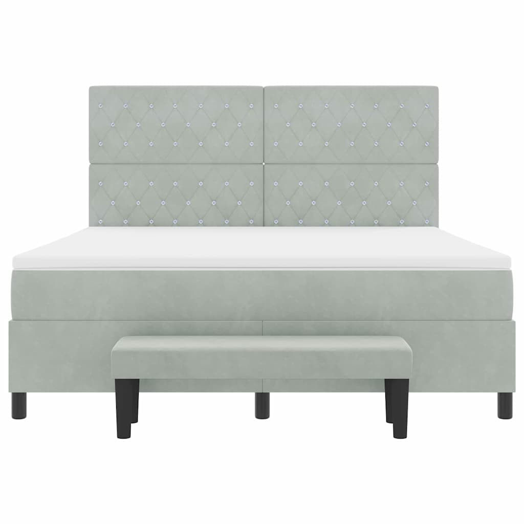 Boxspring bed met hoofdeinde Lichtgrijs 200 x 180 cm Fluweel