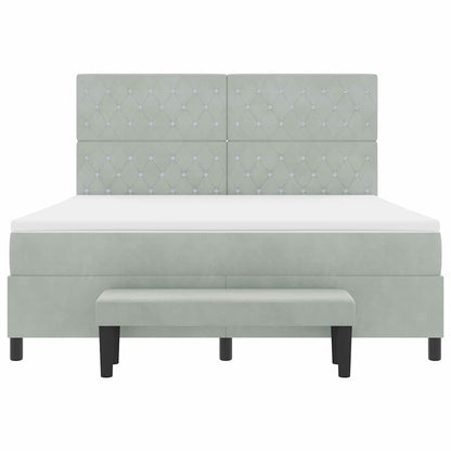 Boxspring bed met hoofdeinde Lichtgrijs 200 x 180 cm Fluweel