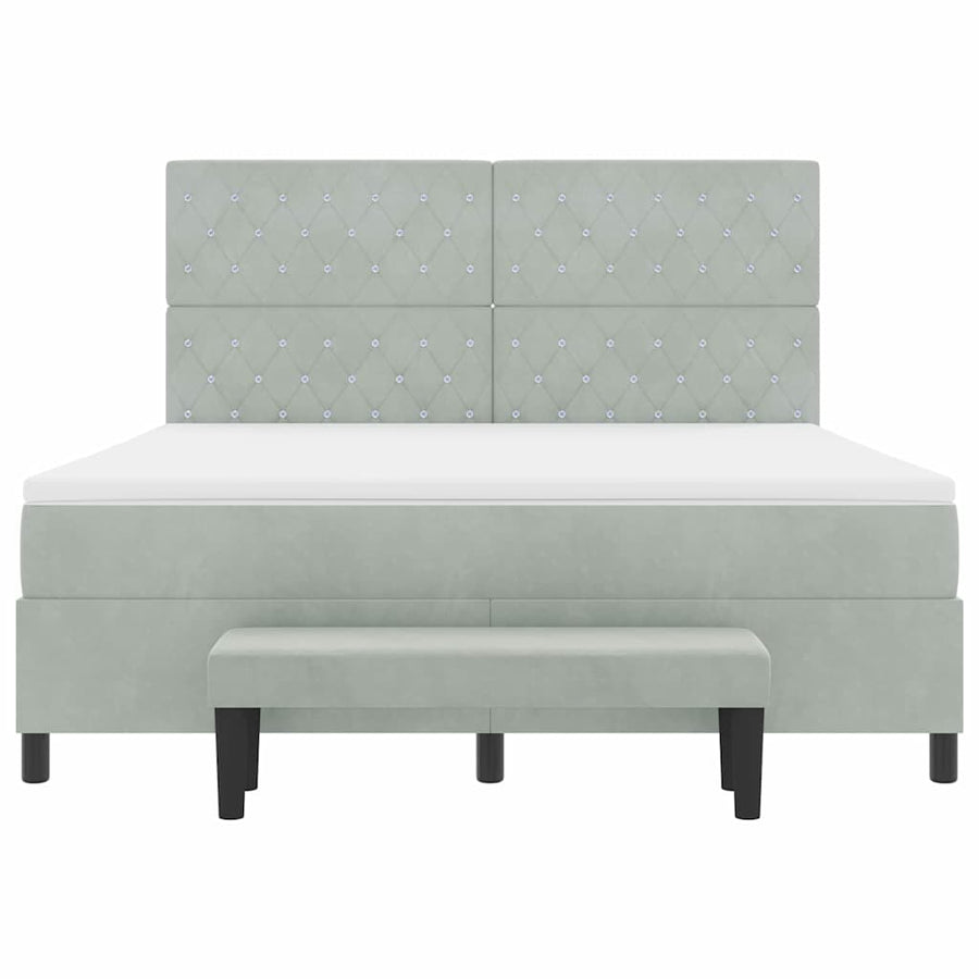 Boxspring bed met hoofdeinde Lichtgrijs 200 x 180 cm Fluweel