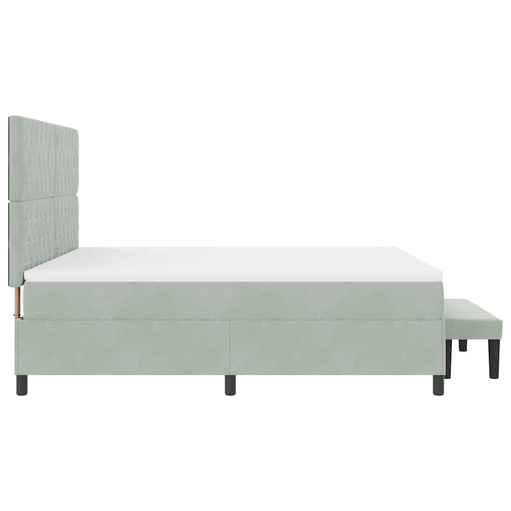 Boxspring bed met hoofdeinde Lichtgrijs 200 x 180 cm Fluweel