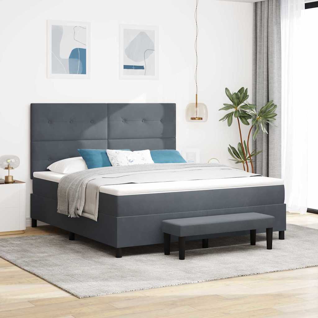 Boxspring bed met matras Donkergrijs 180 x 200 cm Fluweel