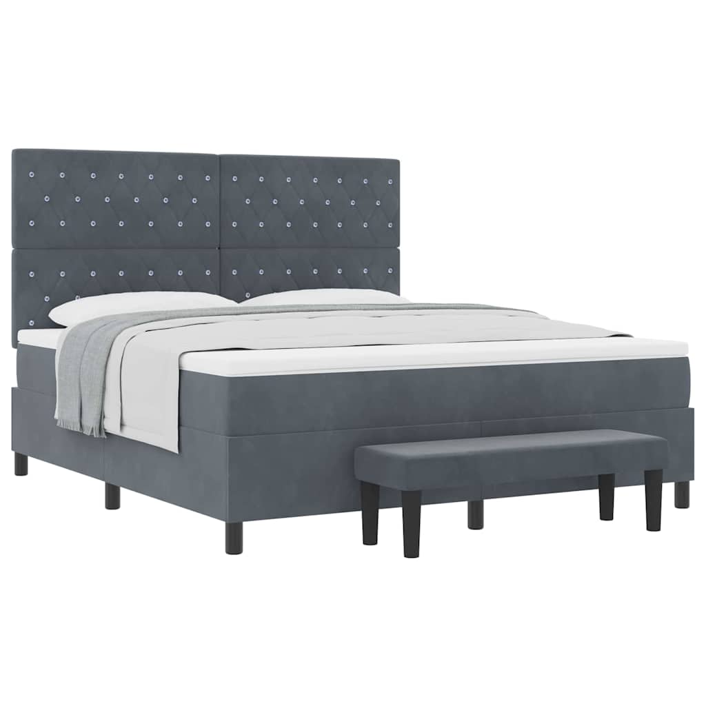Boxspring bed met matras Donkergrijs 180 x 200 cm Fluweel