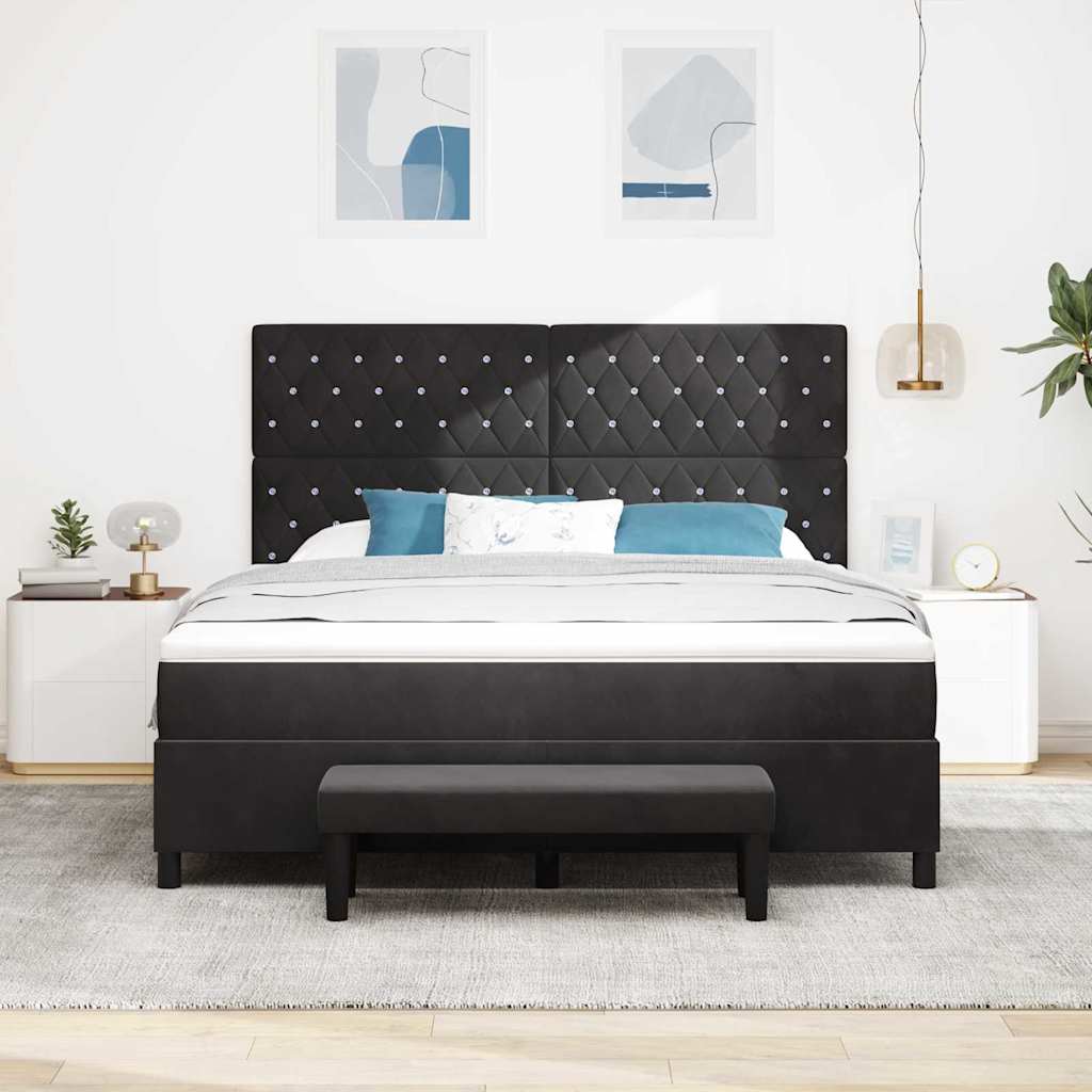 Boxspring bed met hoofdeinde Zwart 200 x 180 cm Fluweel