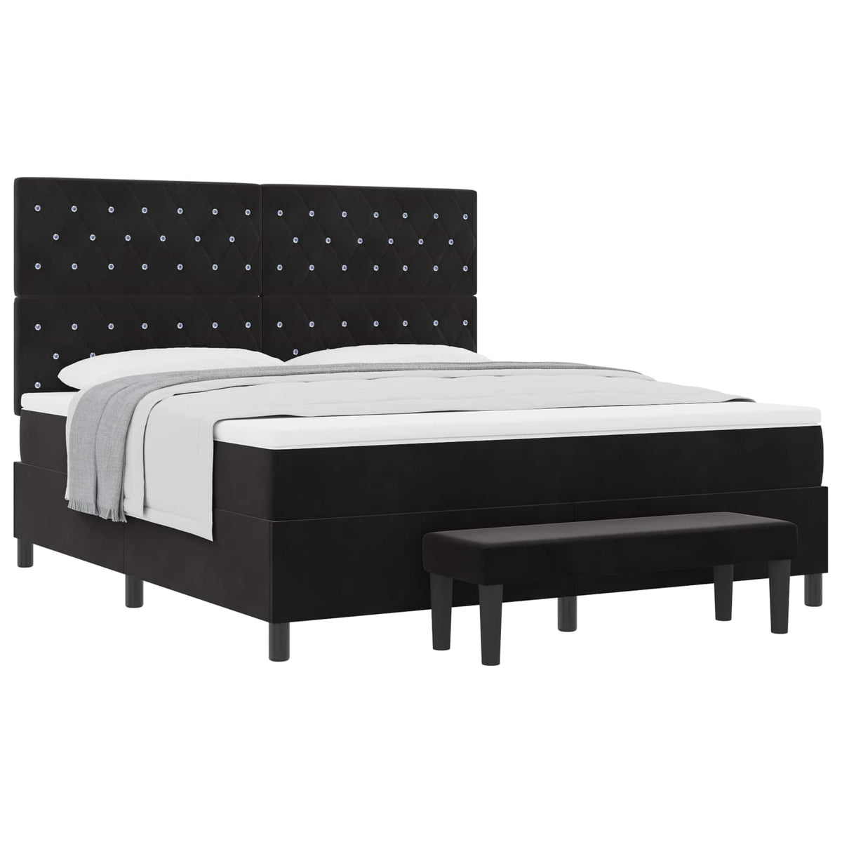 Boxspring bed met hoofdeinde Zwart 200 x 180 cm Fluweel