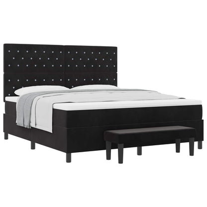 Boxspring bed met hoofdeinde Zwart 200 x 180 cm Fluweel
