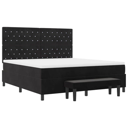 Boxspring bed met hoofdeinde Zwart 200 x 180 cm Fluweel