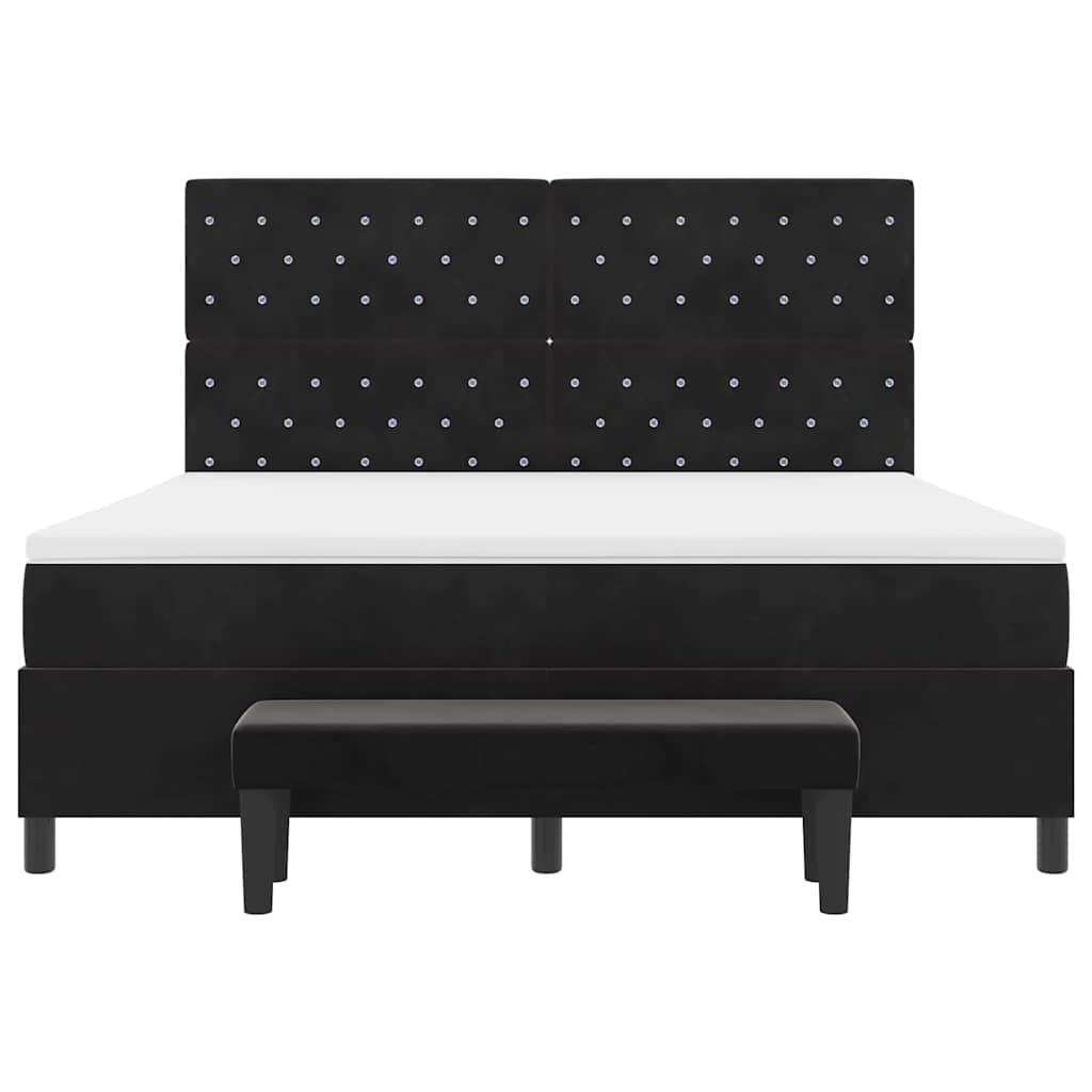 Boxspring bed met hoofdeinde Zwart 200 x 180 cm Fluweel