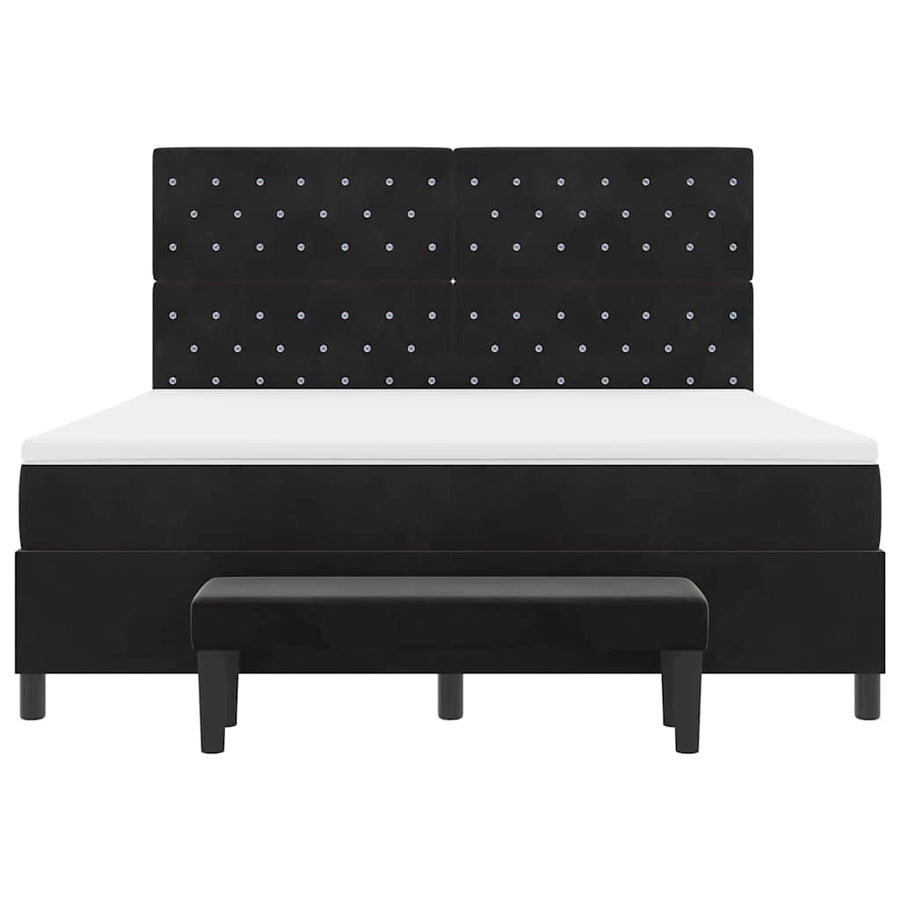Boxspring bed met hoofdeinde Zwart 200 x 180 cm Fluweel