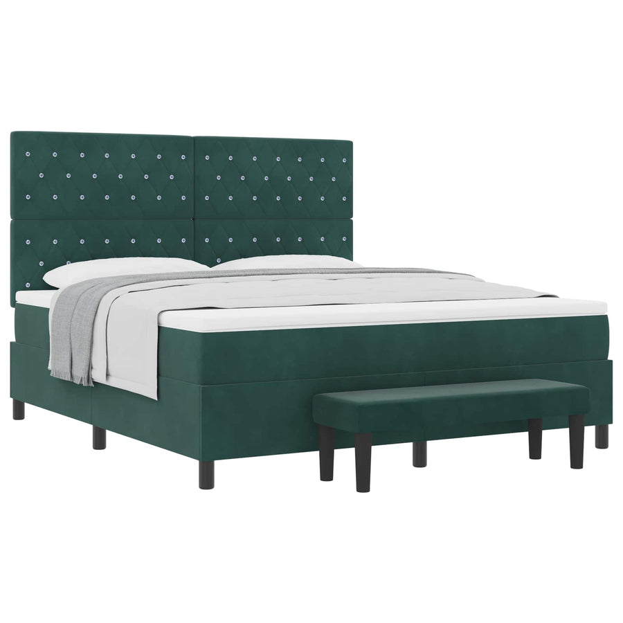 Boxspring bed met hoofdeinde Donkergroen 200 x 180 cm Fluweel