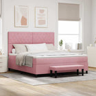 Boxspring bed 200x180 cm roze fluweel met hoofdbord