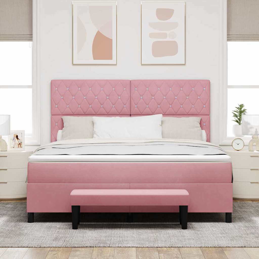 Boxspring bed met hoofdeinde Roze 200 x 180 cm Fluweel