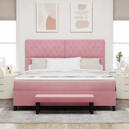 Boxspring bed met hoofdeinde Roze 200 x 180 cm Fluweel