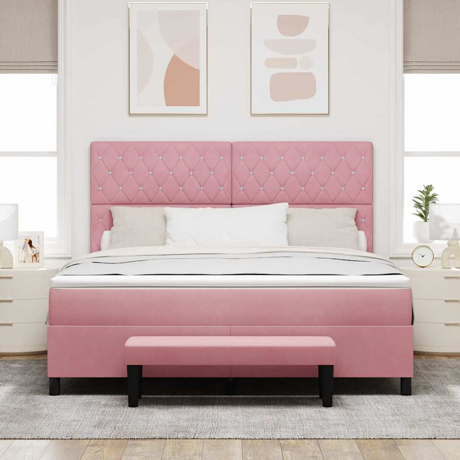 Boxspring bed met hoofdeinde Roze 200 x 180 cm Fluweel