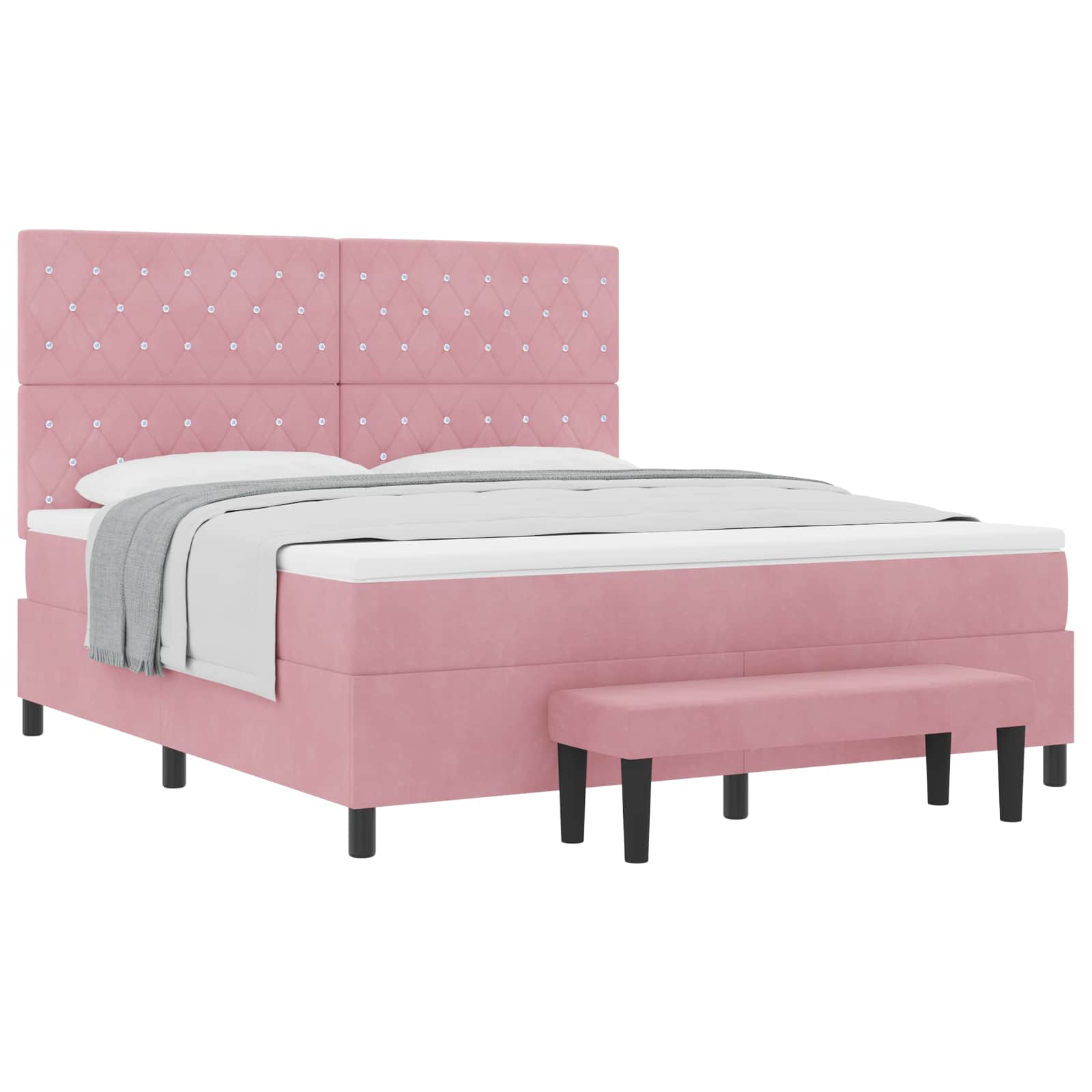 Boxspring bed met hoofdeinde Roze 200 x 180 cm Fluweel