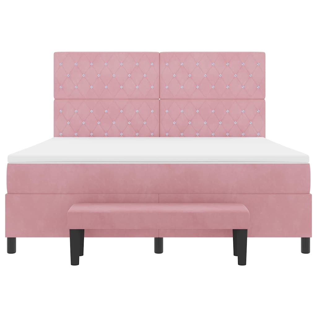 Boxspring bed met hoofdeinde Roze 200 x 180 cm Fluweel