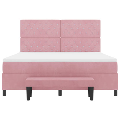 Boxspring bed met hoofdeinde Roze 200 x 180 cm Fluweel