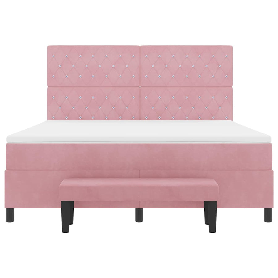 Boxspring bed met hoofdeinde Roze 200 x 180 cm Fluweel