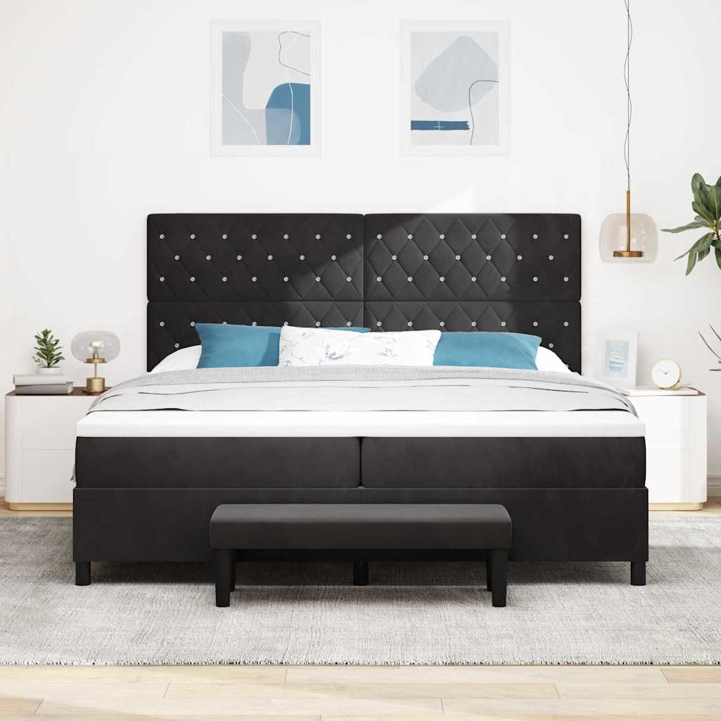 Boxspring bed met matras Zwart 200 x 200 cm Fluweel