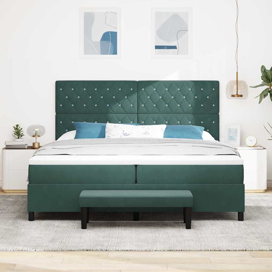 Boxspring bed met matras Donkergroen 200 x 200 cm Fluweel