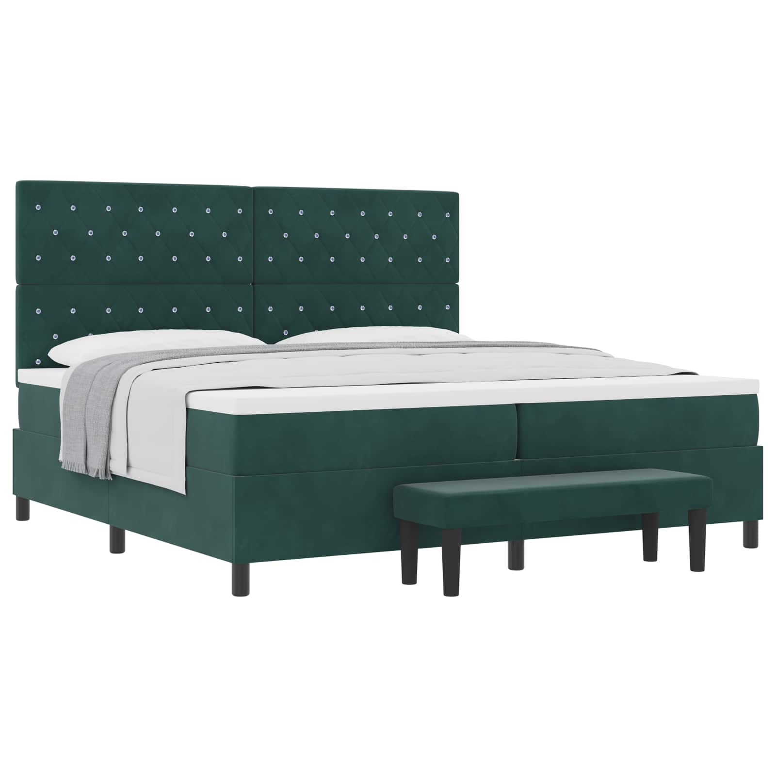 Boxspring bed met matras Donkergroen 200 x 200 cm Fluweel