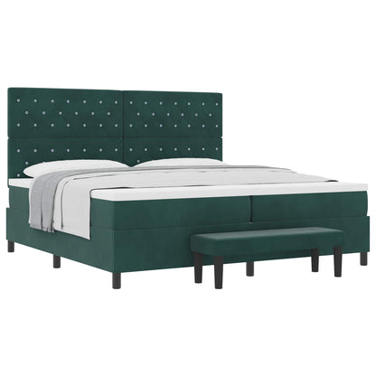 Boxspring bed met matras Donkergroen 200 x 200 cm Fluweel