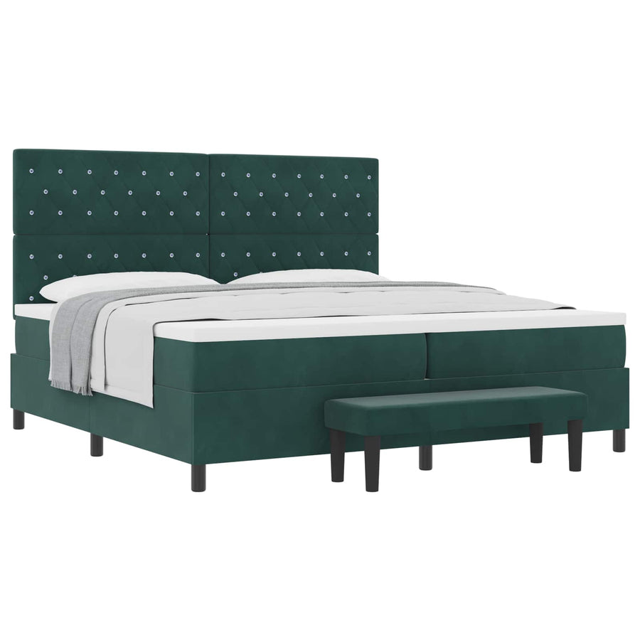 Boxspring bed met matras Donkergroen 200 x 200 cm Fluweel