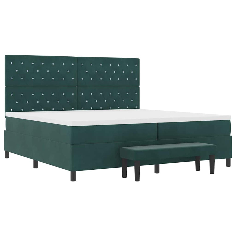 Boxspring bed met matras Donkergroen 200 x 200 cm Fluweel