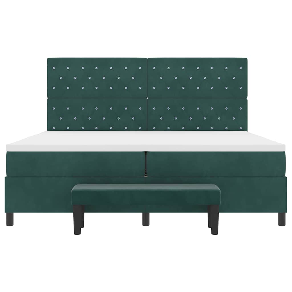 Boxspring bed met matras Donkergroen 200 x 200 cm Fluweel