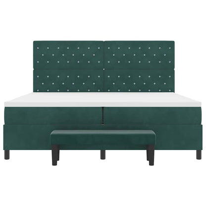 Boxspring bed met matras Donkergroen 200 x 200 cm Fluweel