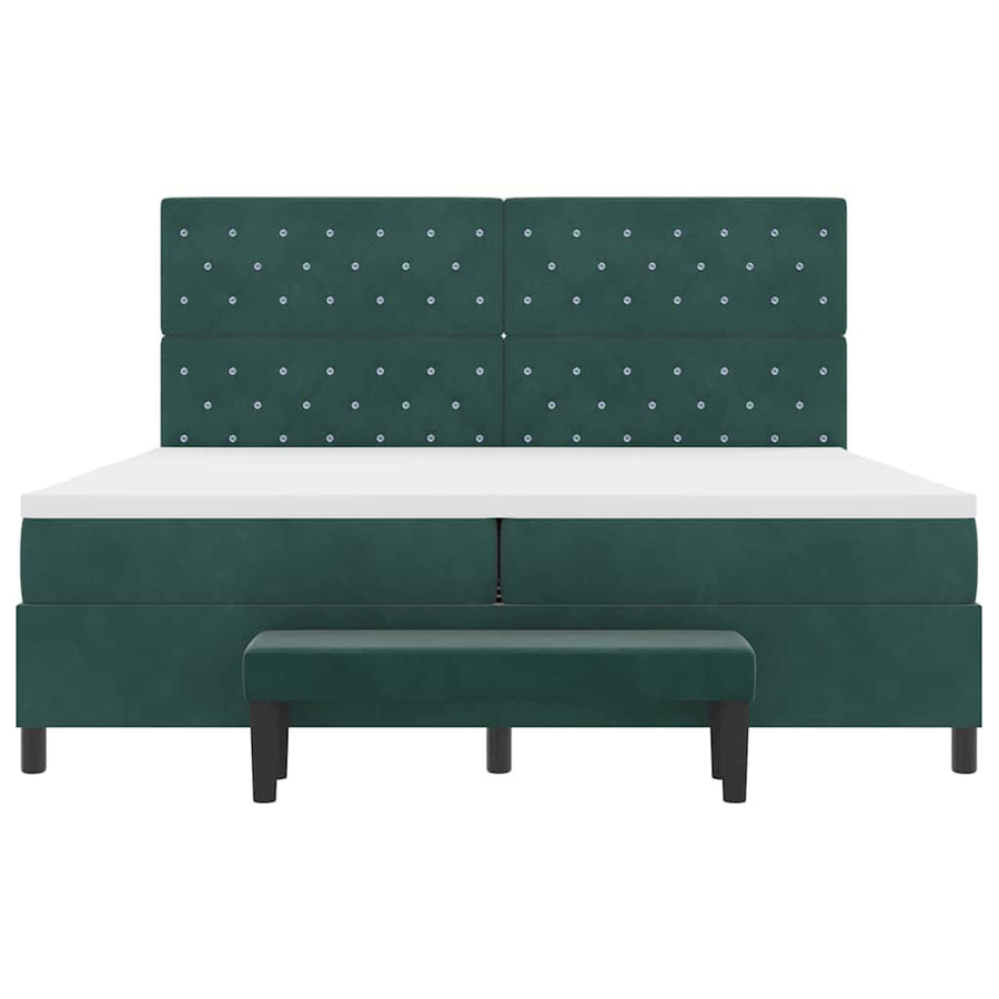Boxspring bed met matras Donkergroen 200 x 200 cm Fluweel