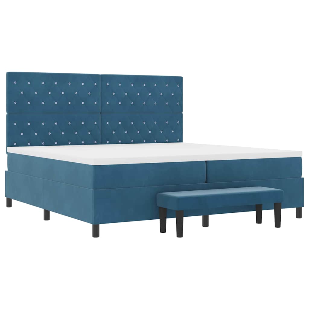 Boxspring bed met matras Donkerblauw 200 x 200 cm Fluweel