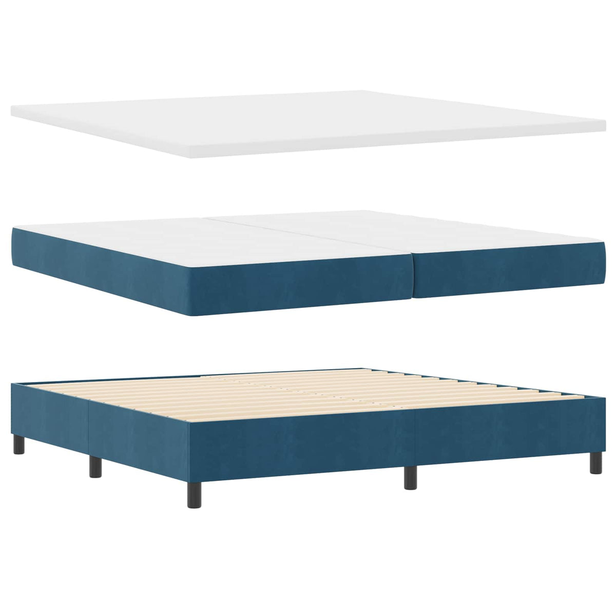 Boxspring bed met matras Donkerblauw 200 x 200 cm Fluweel