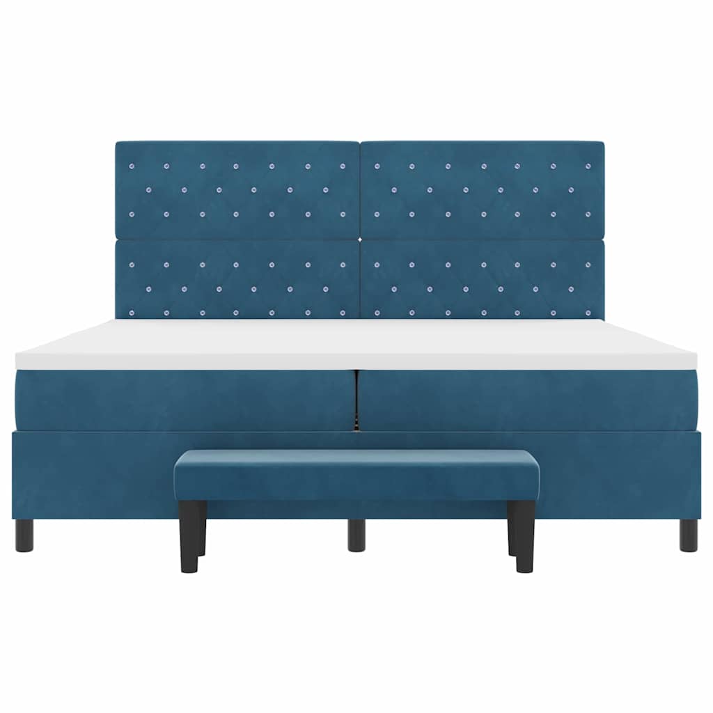 Boxspring bed met matras Donkerblauw 200 x 200 cm Fluweel