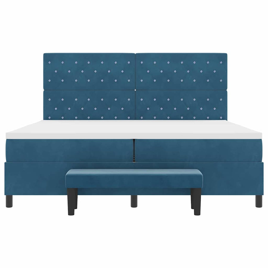 Boxspring bed met matras Donkerblauw 200 x 200 cm Fluweel