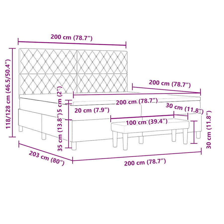 Boxspring bed met matras Donkerblauw 200 x 200 cm Fluweel