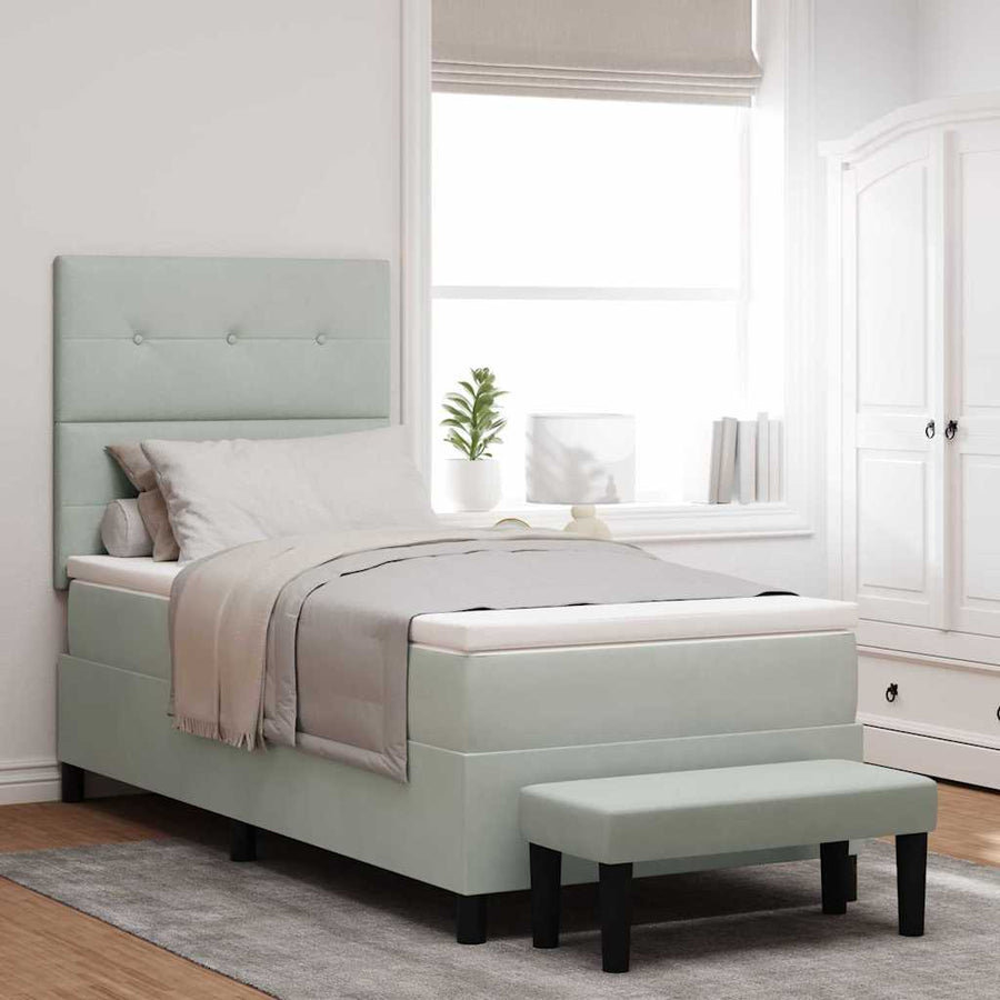 Boxspring bed met matras Lichtgrijs 90 x 190 cm Fluweel