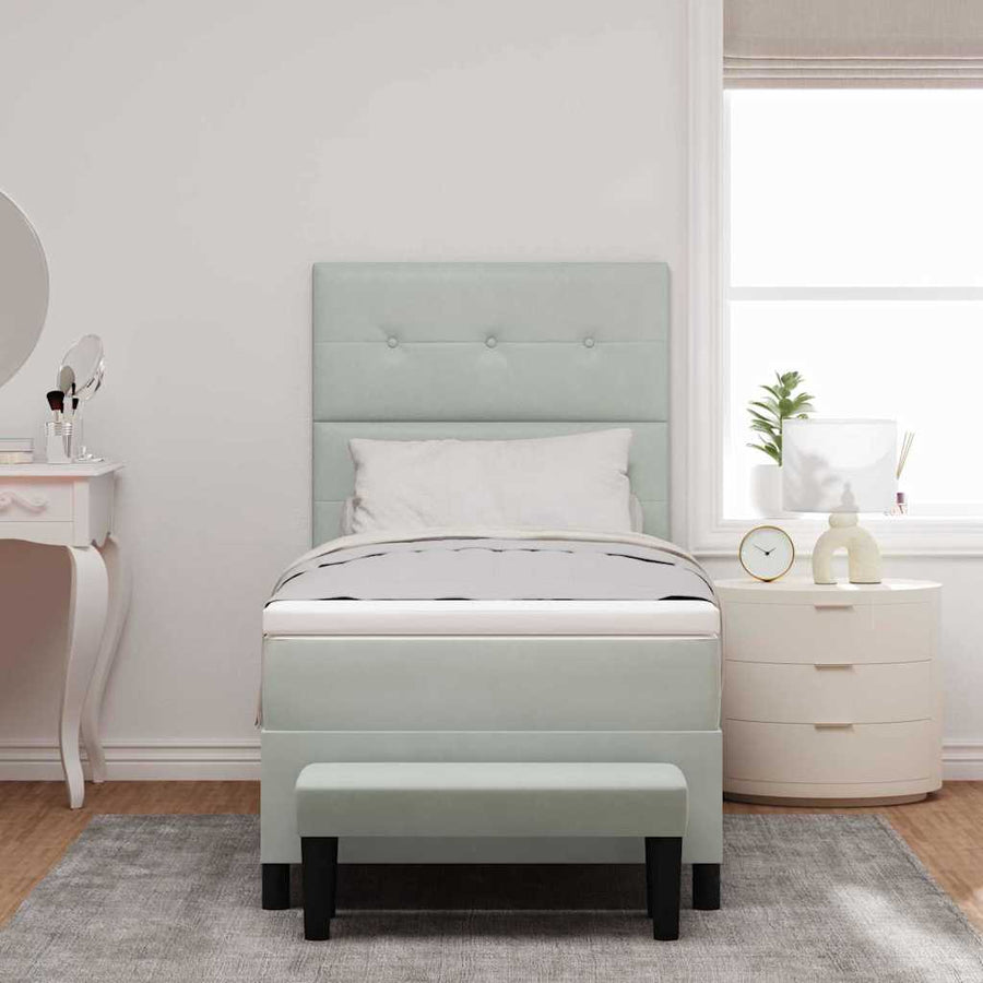 Boxspring bed met matras Lichtgrijs 90 x 190 cm Fluweel