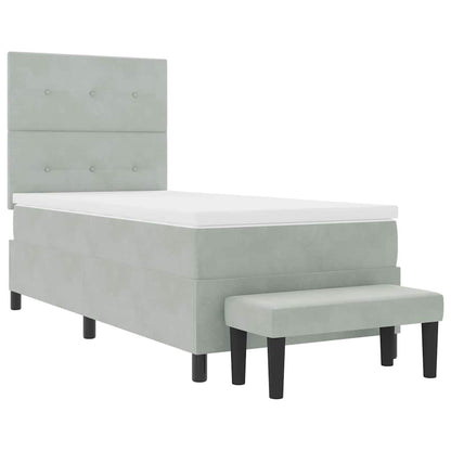 Boxspring bed met matras Lichtgrijs 90 x 190 cm Fluweel