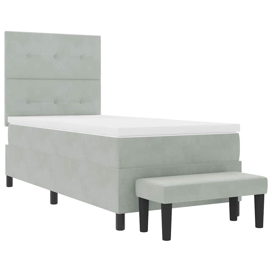 Boxspring bed met matras Lichtgrijs 90 x 190 cm Fluweel