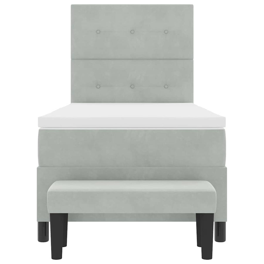 Boxspring bed met matras Lichtgrijs 90 x 190 cm Fluweel