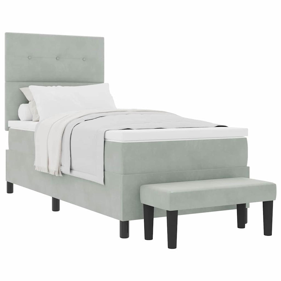 Boxspring bed met matras Lichtgrijs 90 x 190 cm Fluweel