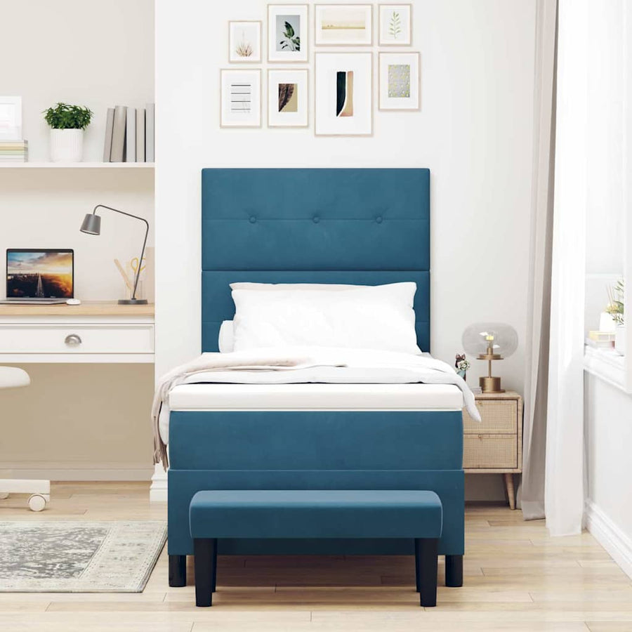 Boxspring bed met matras Donkerblauw 90 x 190 cm Fluweel