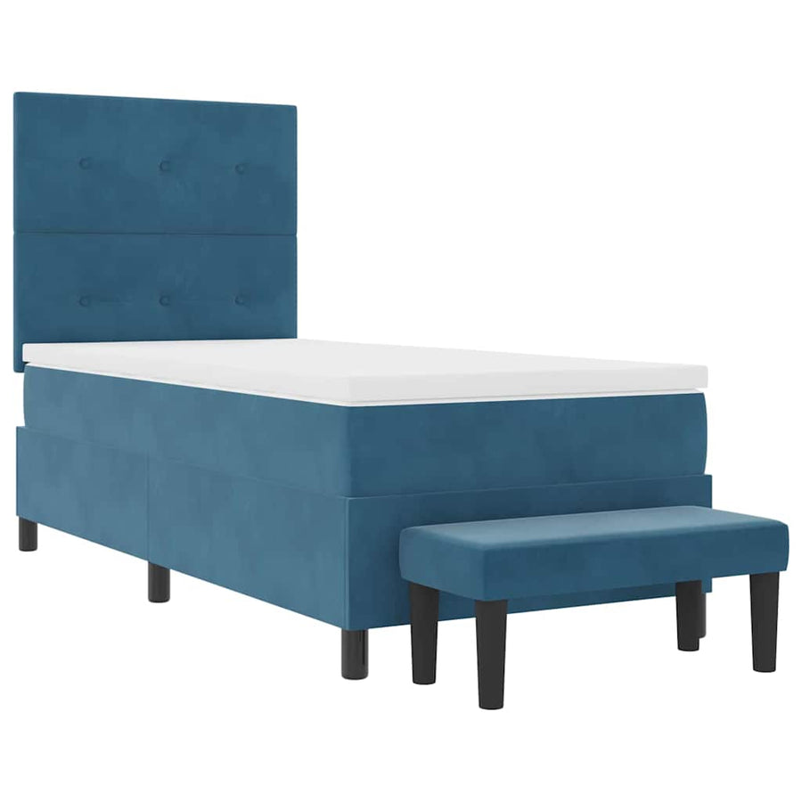Boxspring bed met matras Donkerblauw 90 x 190 cm Fluweel