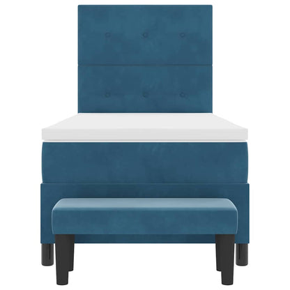Boxspring bed met matras Donkerblauw 90 x 190 cm Fluweel