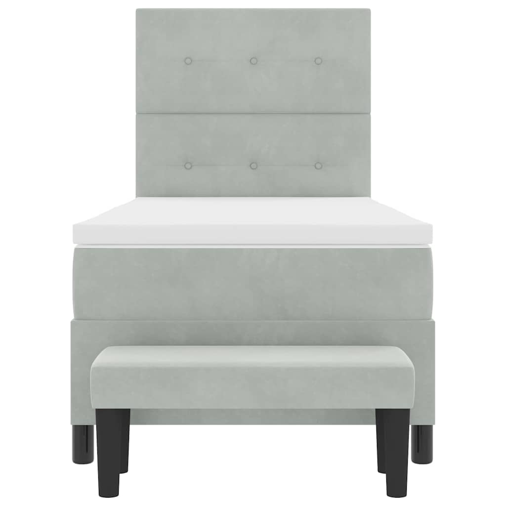 Boxspring bed met matras Lichtgrijs 90 x 200 cm Fluweel