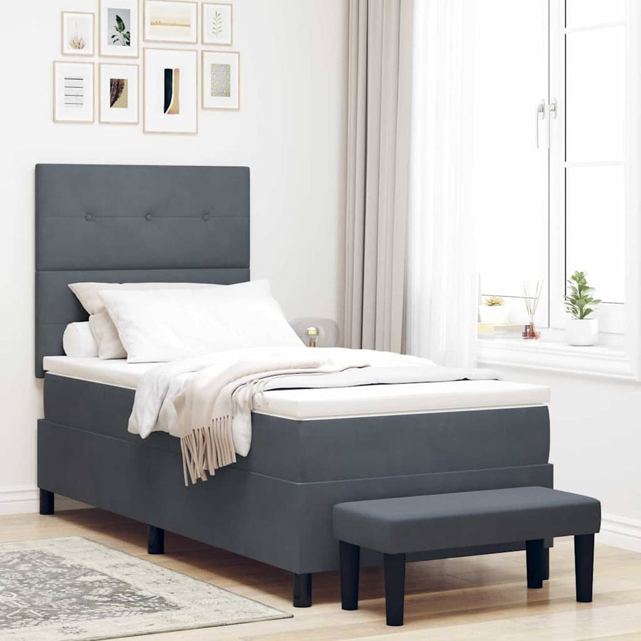 Boxspring bed met matras Donkergrijs 90 x 200 cm Fluweel