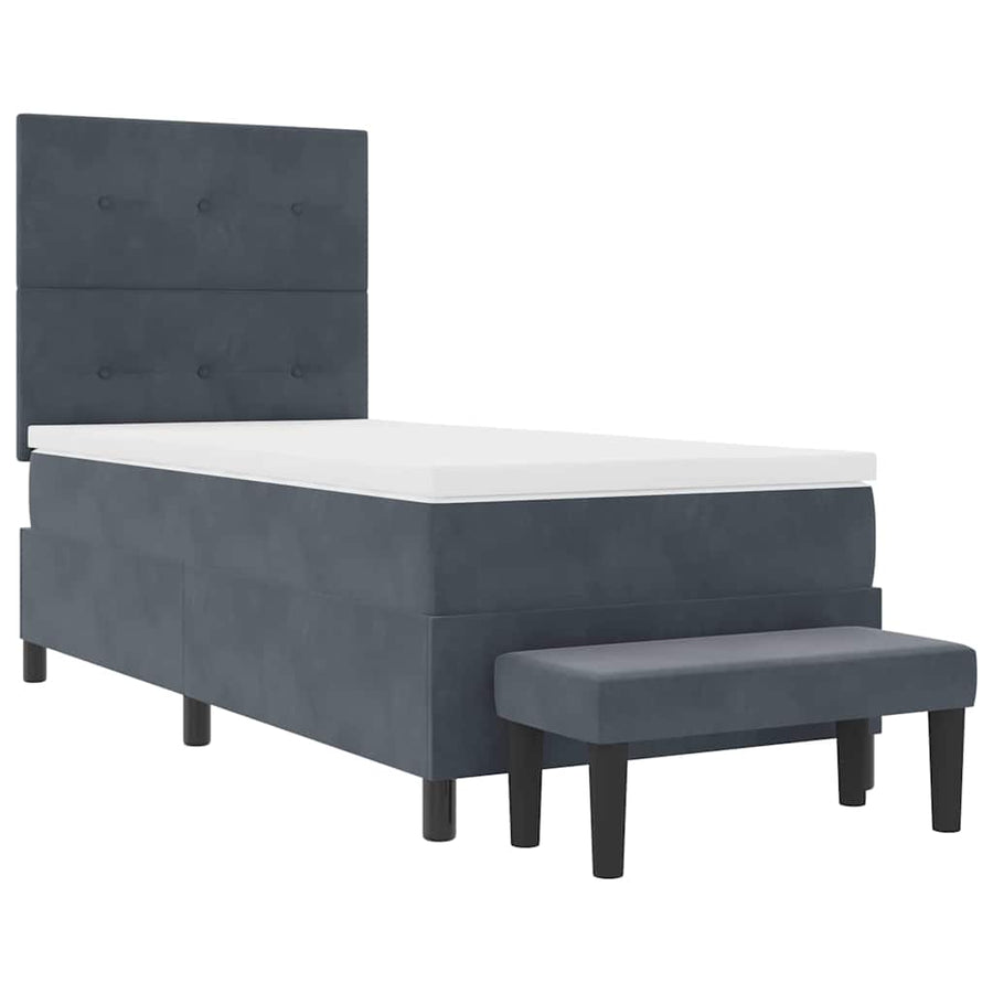 Boxspring bed met matras Donkergrijs 90 x 200 cm Fluweel