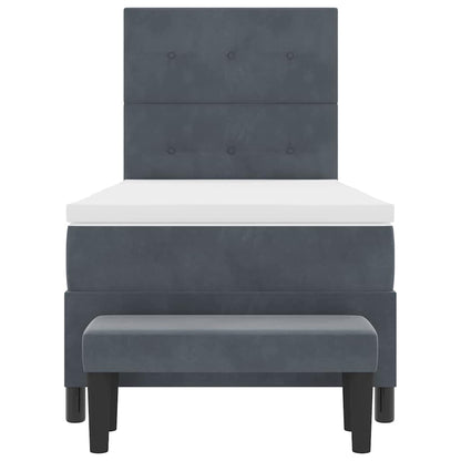 Boxspring bed met matras Donkergrijs 90 x 200 cm Fluweel