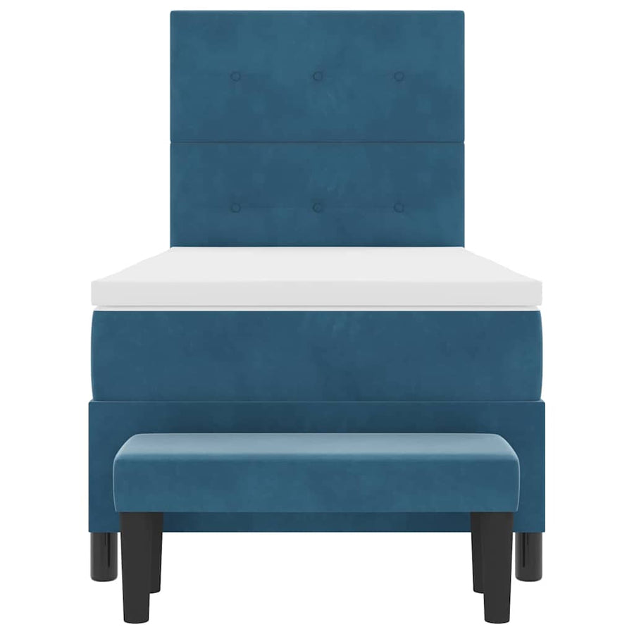 Boxspring bed met matras Donkerblauw 90 x 200 cm Fluweel