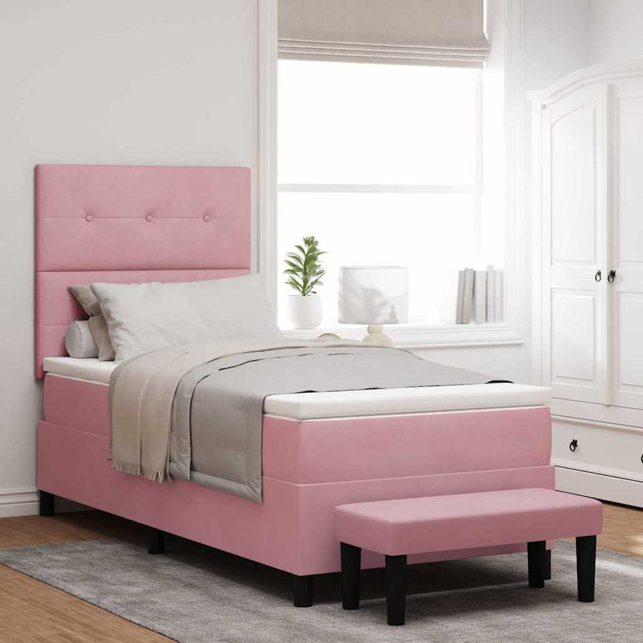 Boxspring bed met matras Roze 90 x 200 cm Fluweel